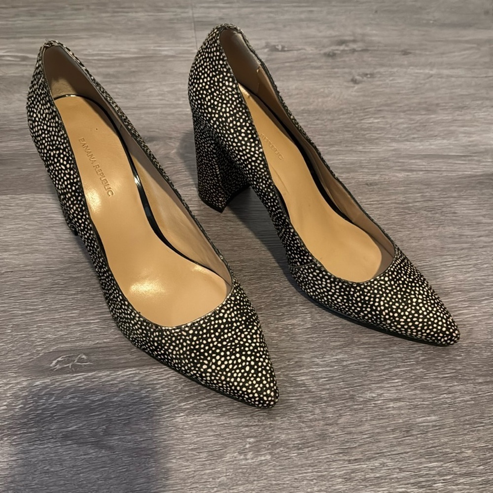 Banana Republic Real Fur Animal Print Pointed Toe Pumps